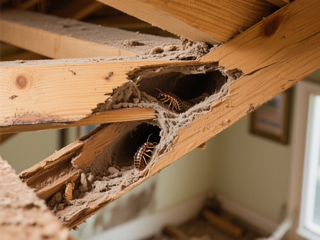 Termite damage in wood